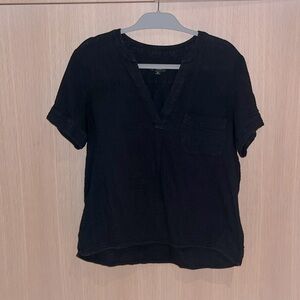 J. Crew Black Textured V-Neck Top